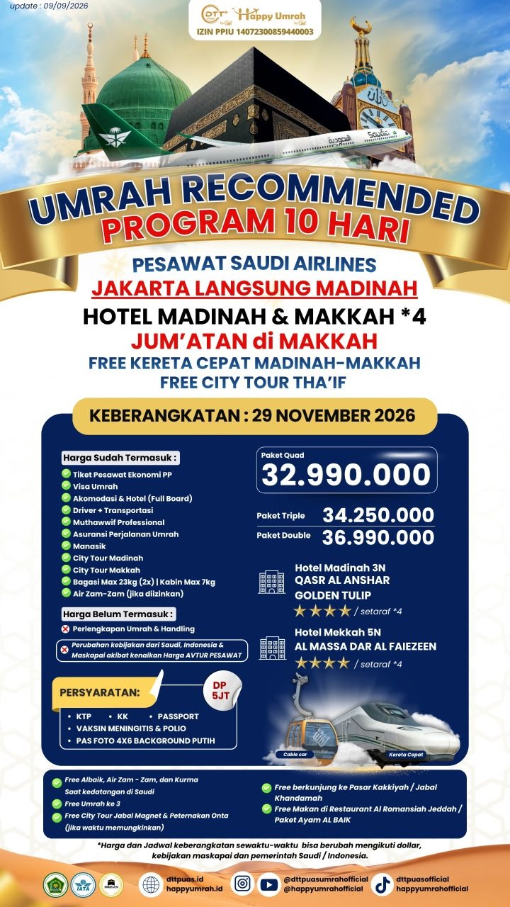 Poster Umroh Recommended Program 10 Hari